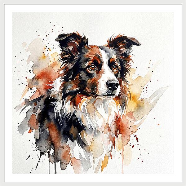 Border Collie Watercolor Portrait