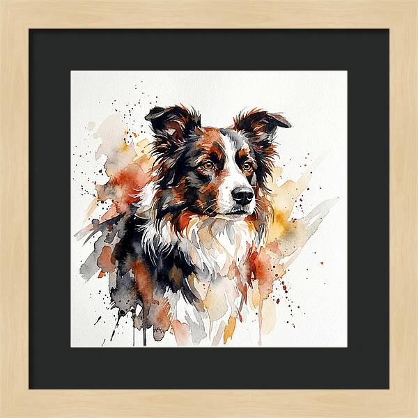 Border Collie Watercolor Portrait