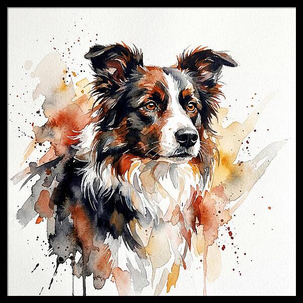 Border Collie Watercolor Portrait