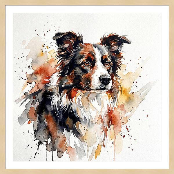 Border Collie Watercolor Portrait