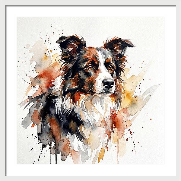 Border Collie Watercolor Portrait