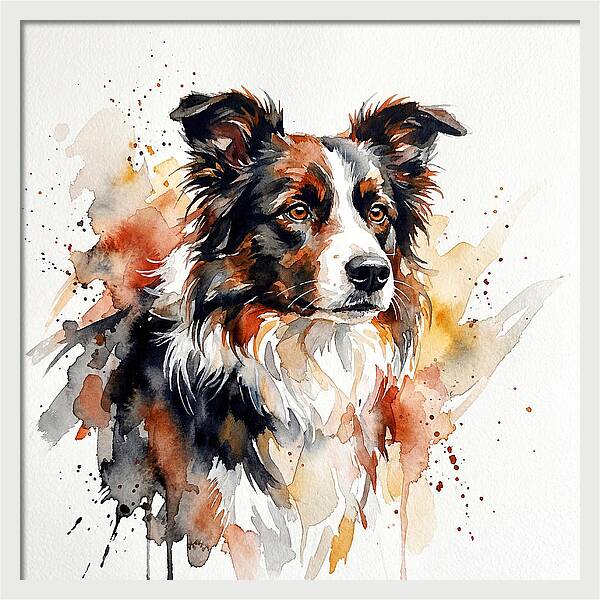 Border Collie Watercolor Portrait