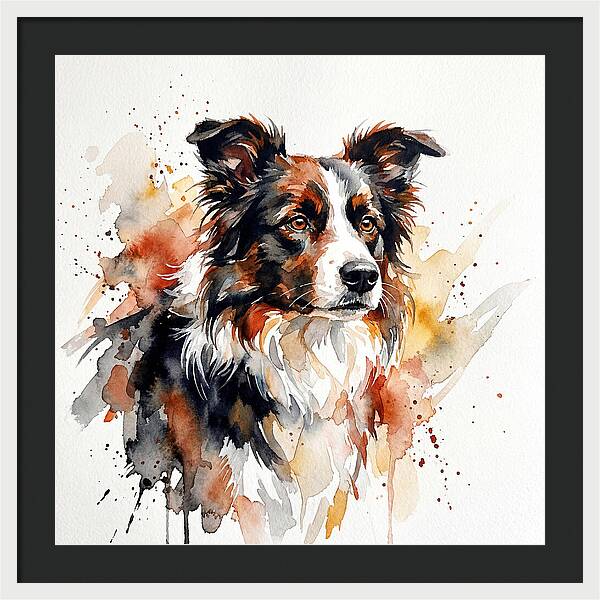 Border Collie Watercolor Portrait