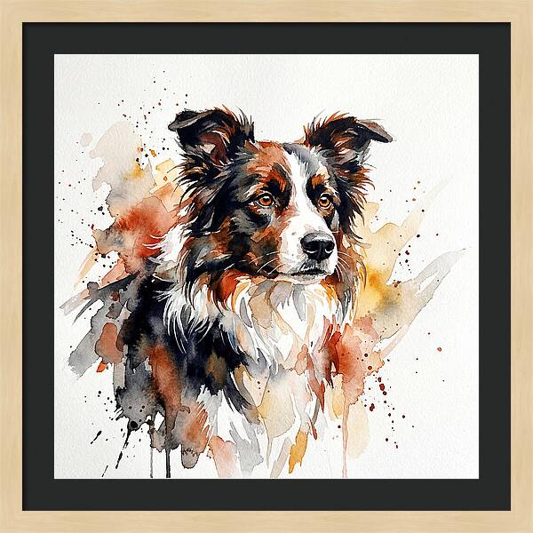Border Collie Watercolor Portrait