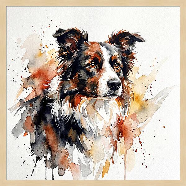 Border Collie Watercolor Portrait
