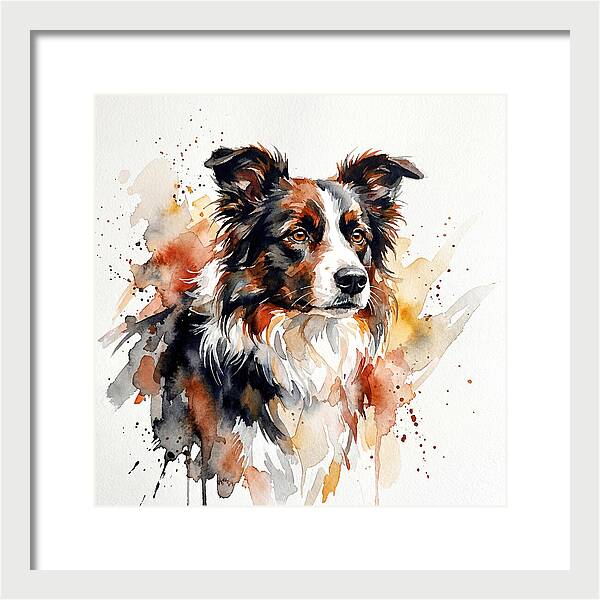 Border Collie Watercolor Portrait