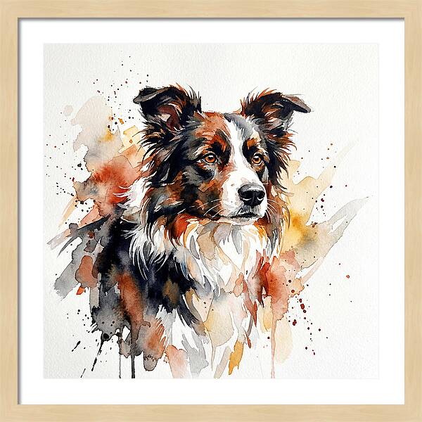 Border Collie Watercolor Portrait