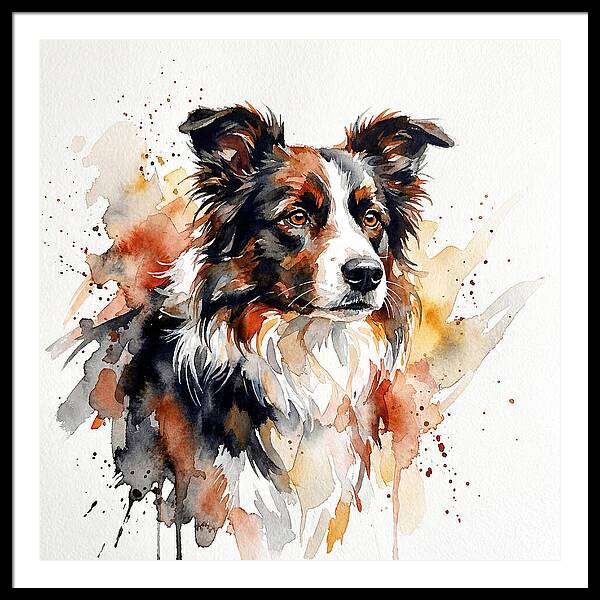 Border Collie Watercolor Portrait