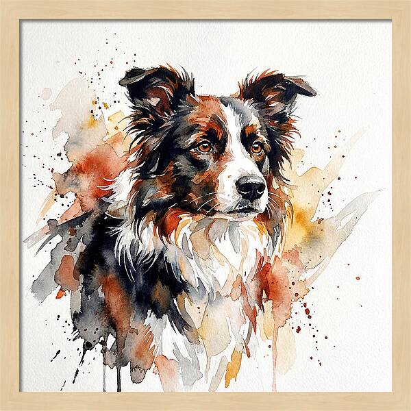 Border Collie Watercolor Portrait