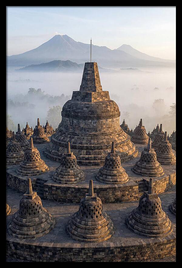 Borobudur Temple Bathed In Dawn Light