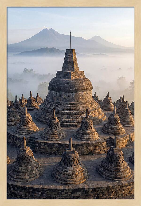 Borobudur Temple Bathed In Dawn Light