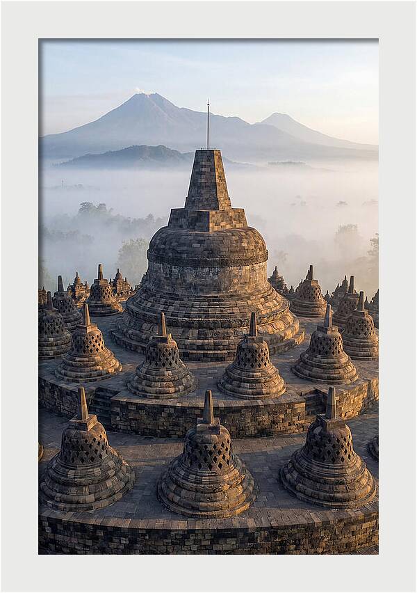 Borobudur Temple Bathed In Dawn Light