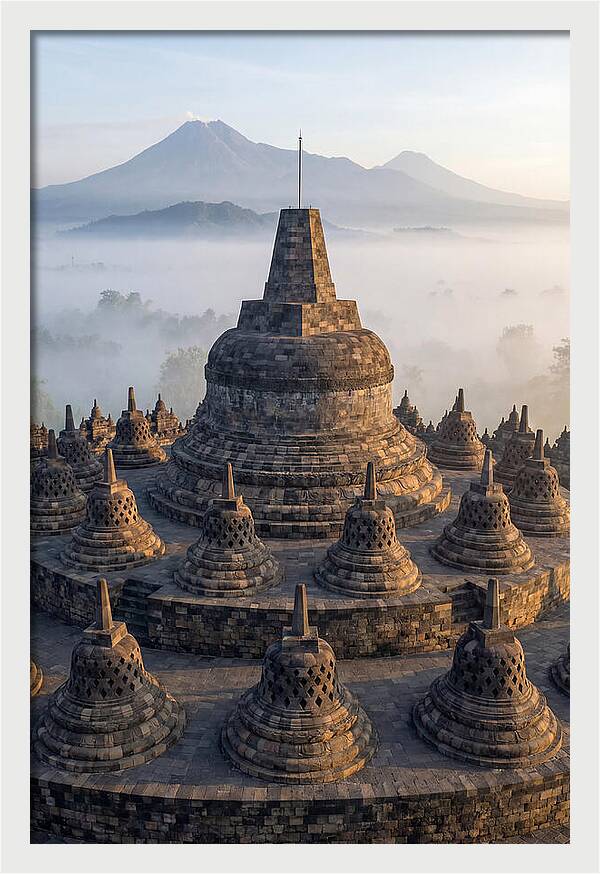 Borobudur Temple Bathed In Dawn Light