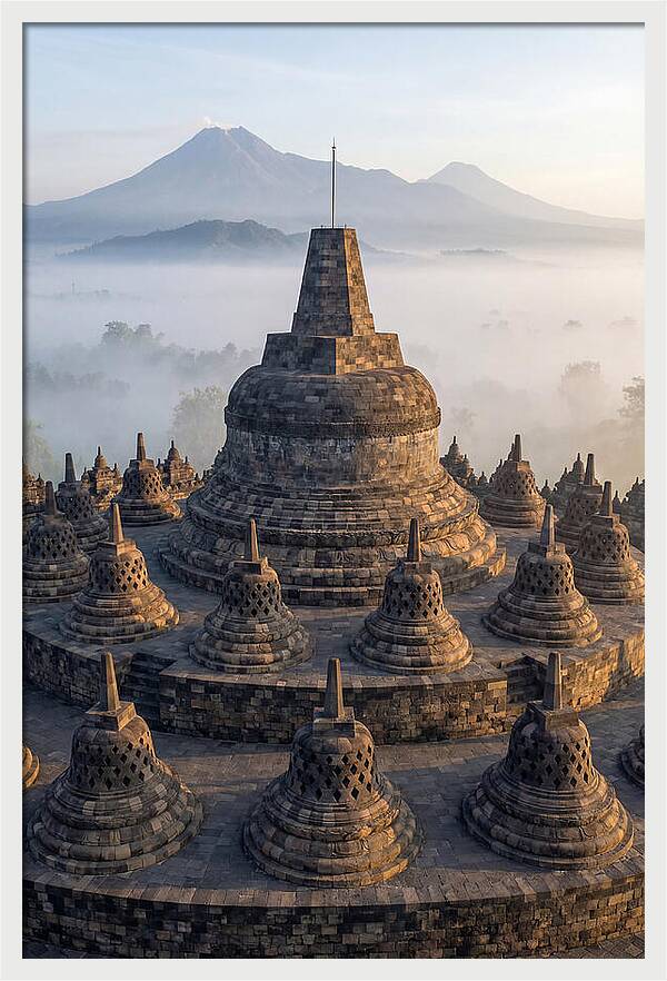Borobudur Temple Bathed In Dawn Light