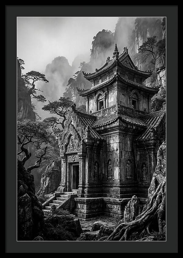 Borobudur Temple In Monochrome