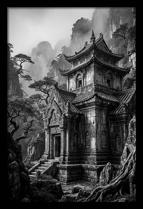 Borobudur Temple In Monochrome