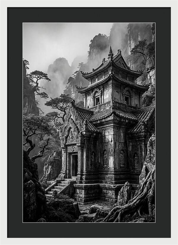 Borobudur Temple In Monochrome