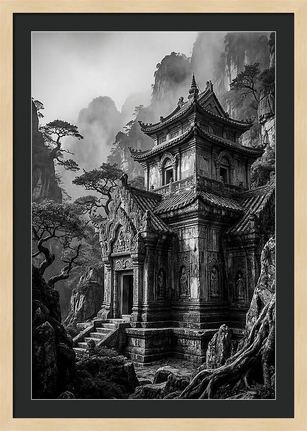 Borobudur Temple In Monochrome