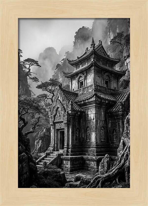 Borobudur Temple In Monochrome