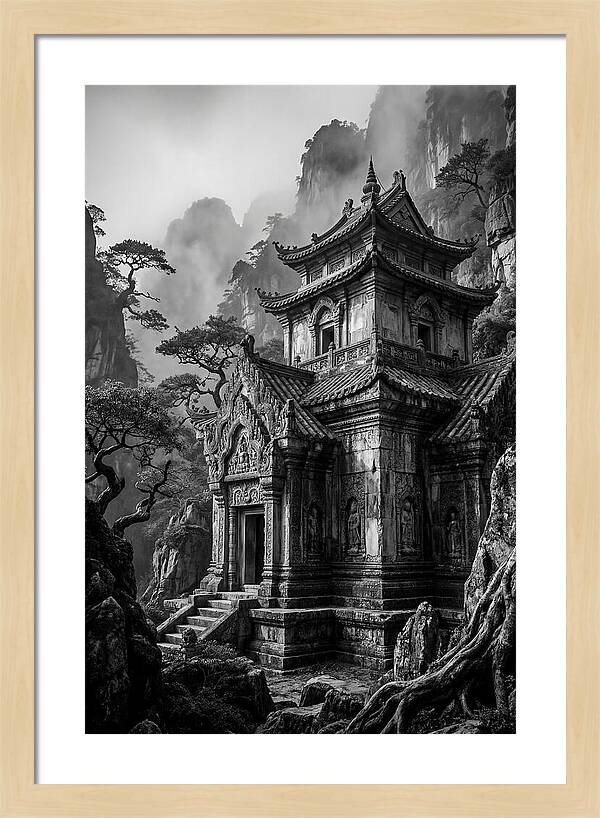 Borobudur Temple In Monochrome