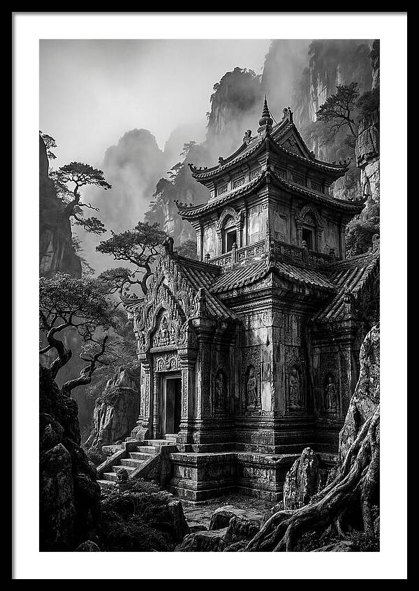 Borobudur Temple In Monochrome