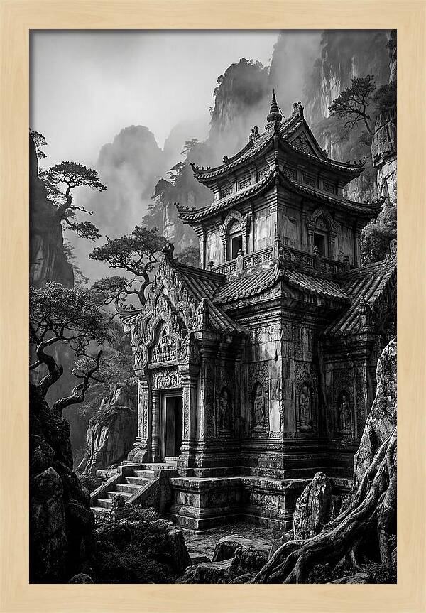 Borobudur Temple In Monochrome