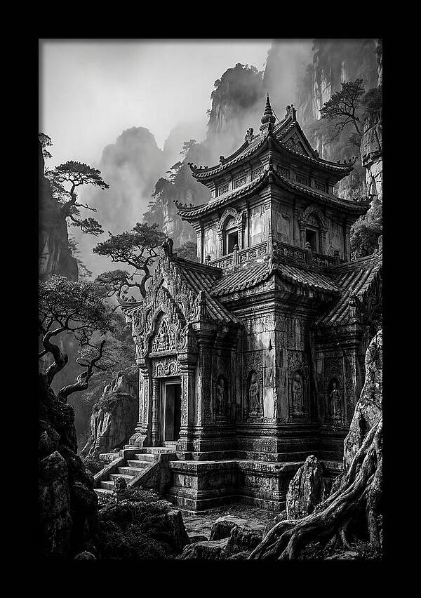 Borobudur Temple In Monochrome