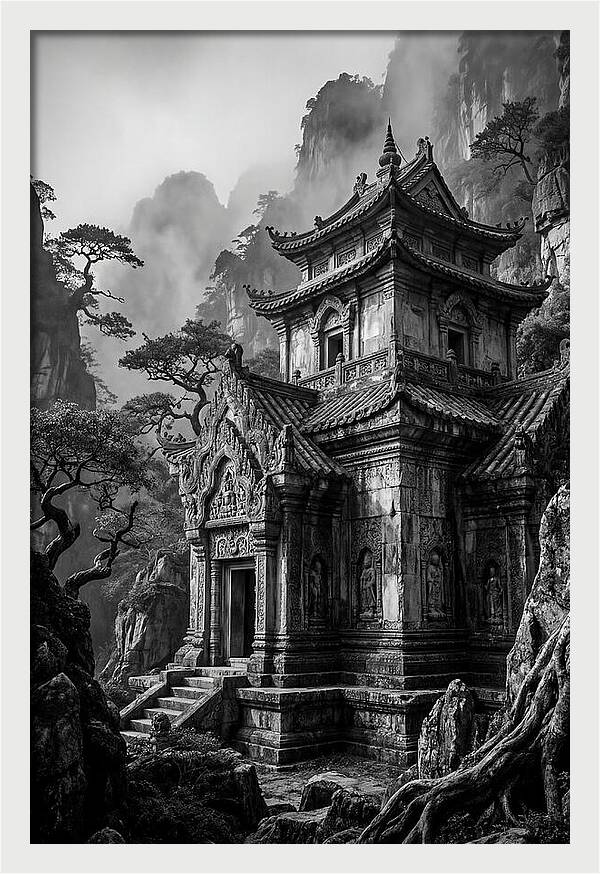Borobudur Temple In Monochrome