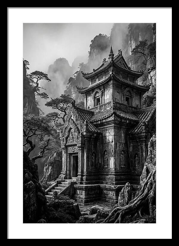 Borobudur Temple In Monochrome