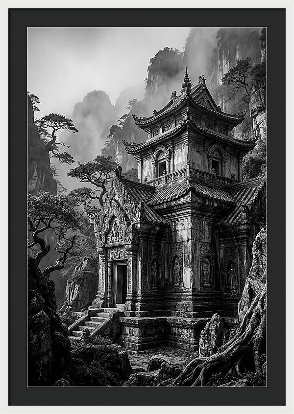 Borobudur Temple In Monochrome