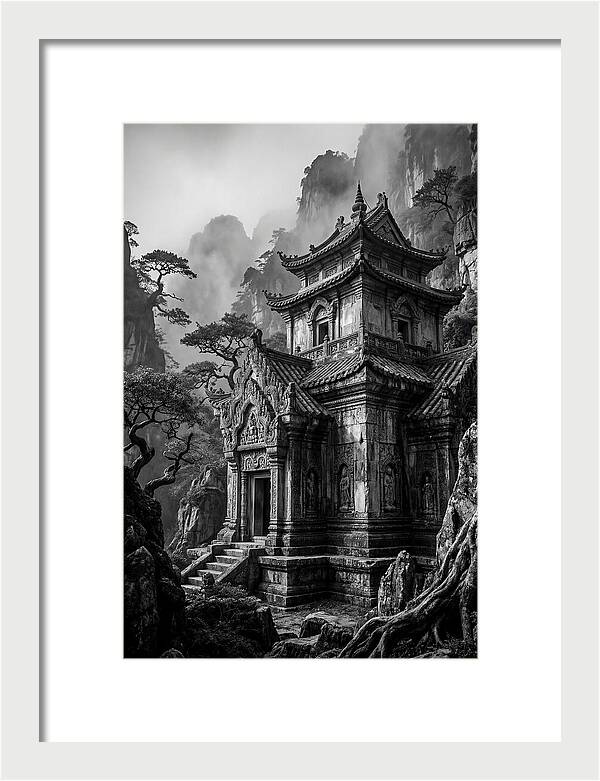 Borobudur Temple In Monochrome