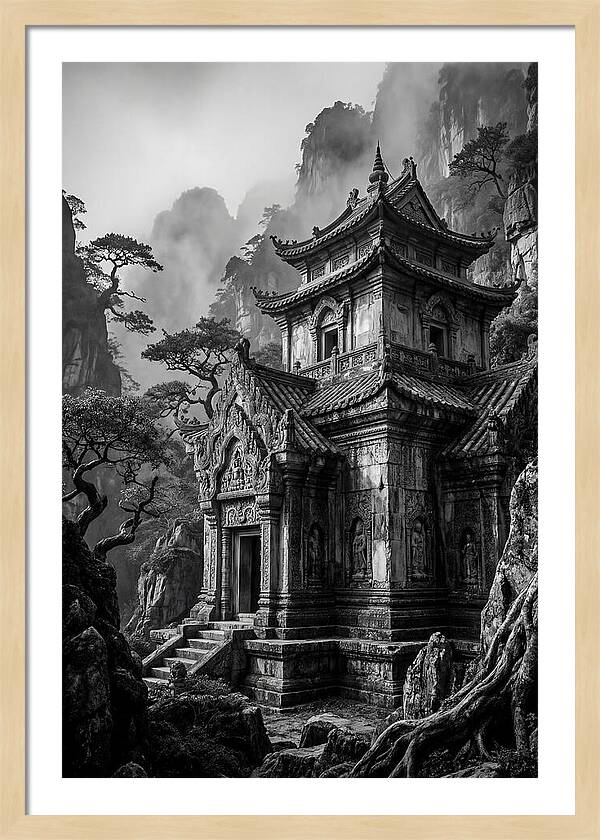 Borobudur Temple In Monochrome