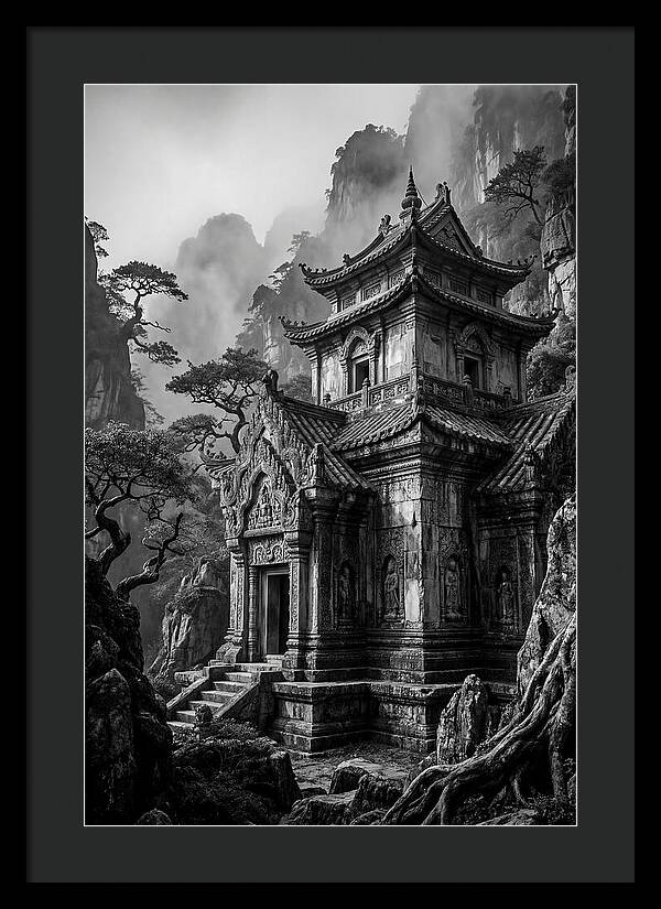 Borobudur Temple In Monochrome