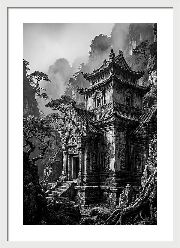 Borobudur Temple In Monochrome