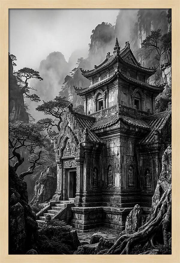 Borobudur Temple In Monochrome