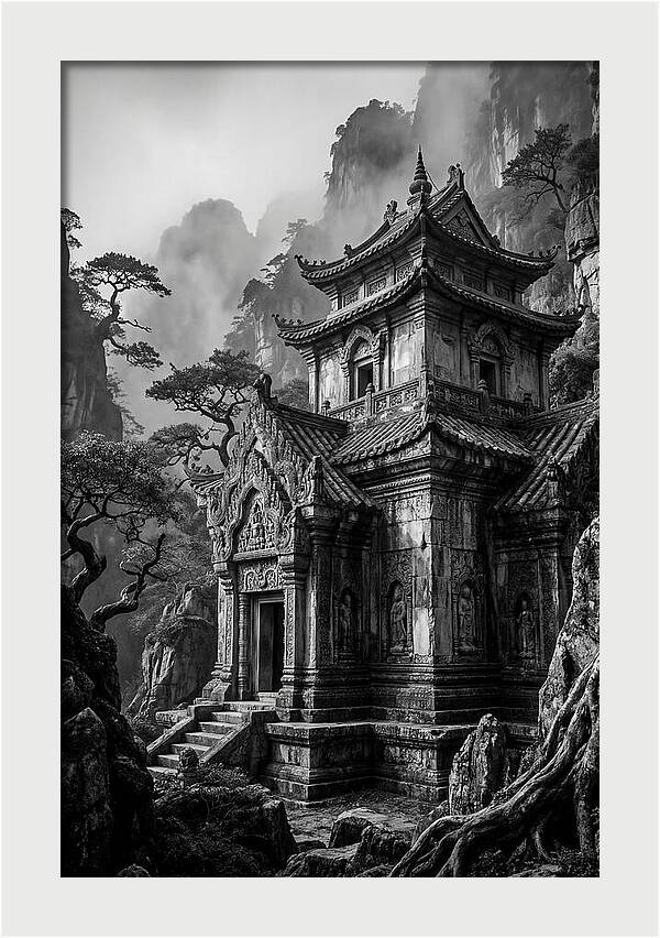 Borobudur Temple In Monochrome