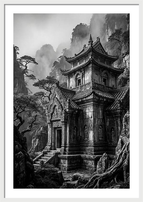 Borobudur Temple In Monochrome