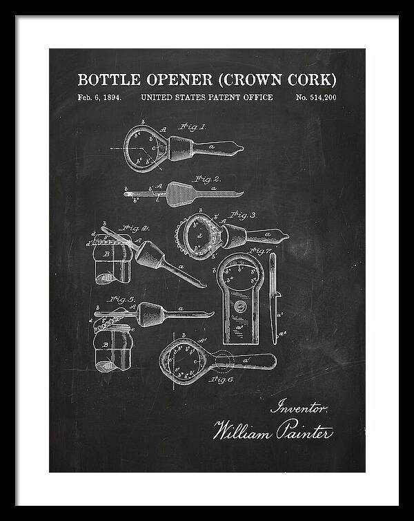 Bottle Opener Crown Cork Chalkboard Patent Us514200a