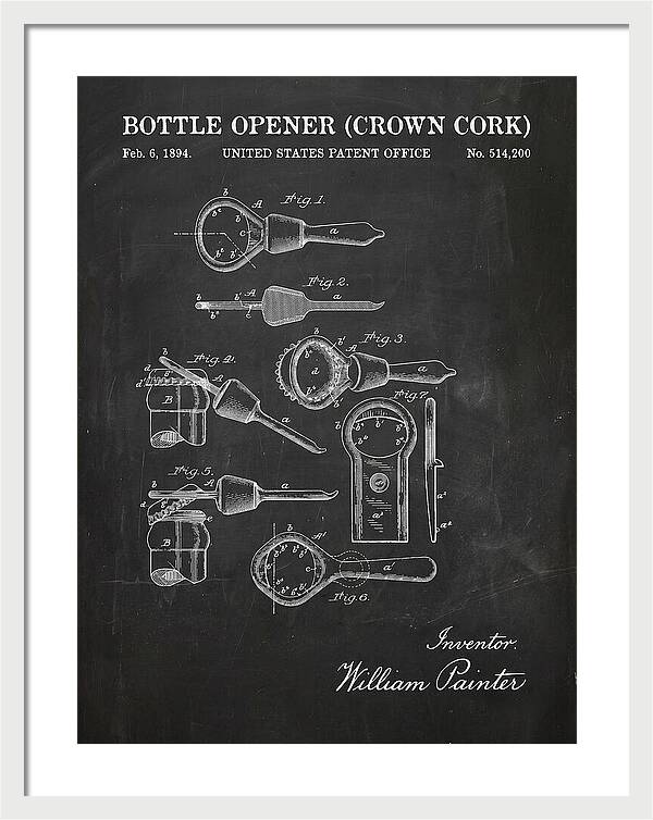 Bottle Opener Crown Cork Chalkboard Patent Us514200a