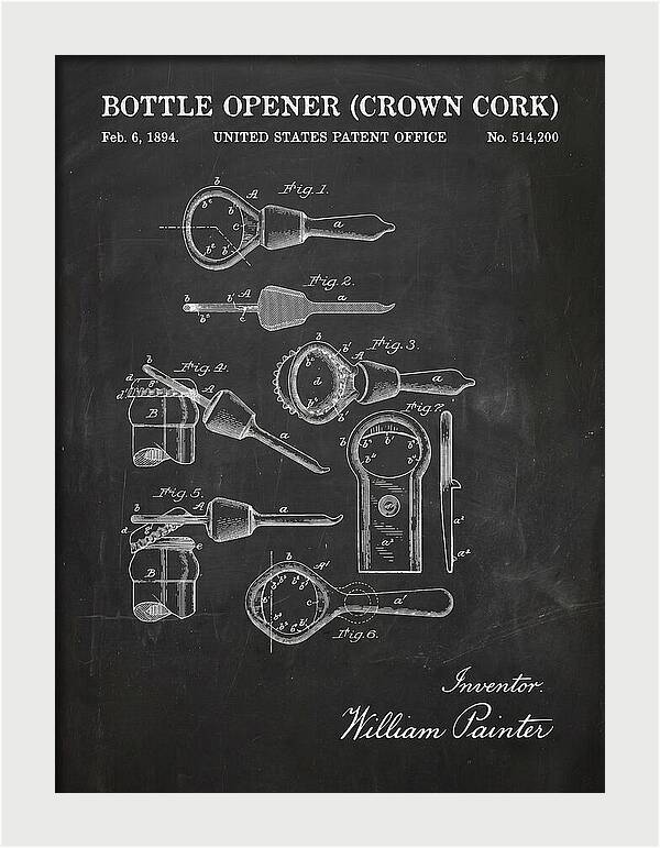 Bottle Opener Crown Cork Chalkboard Patent Us514200a