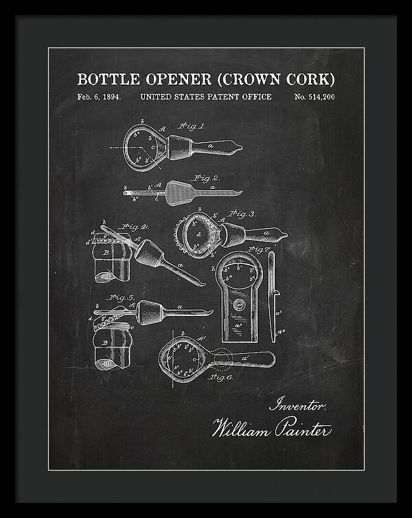 Bottle Opener Crown Cork Chalkboard Patent Us514200a