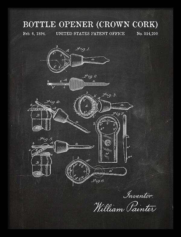 Bottle Opener Crown Cork Chalkboard Patent Us514200a