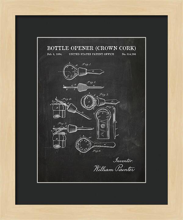 Bottle Opener Crown Cork Chalkboard Patent Us514200a