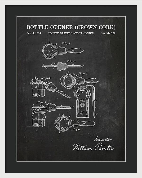 Bottle Opener Crown Cork Chalkboard Patent Us514200a