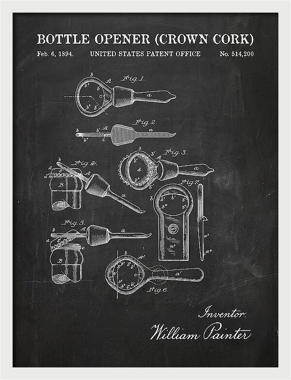 Bottle Opener Crown Cork Chalkboard Patent Us514200a