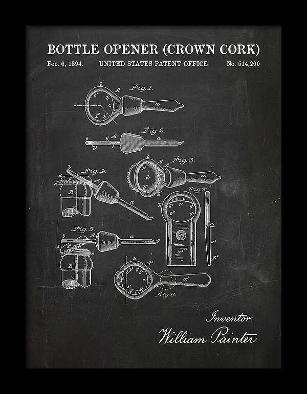 Bottle Opener Crown Cork Chalkboard Patent Us514200a