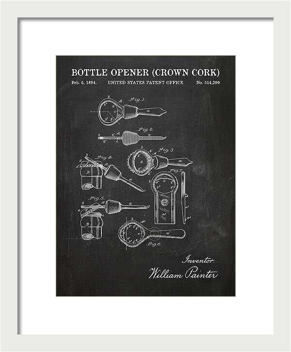 Bottle Opener Crown Cork Chalkboard Patent Us514200a