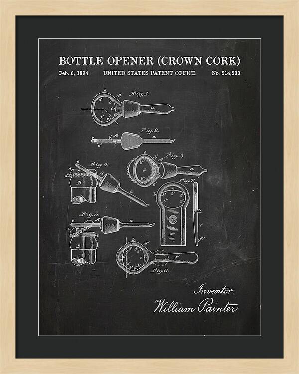 Bottle Opener Crown Cork Chalkboard Patent Us514200a