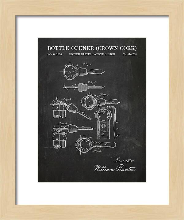 Bottle Opener Crown Cork Chalkboard Patent Us514200a