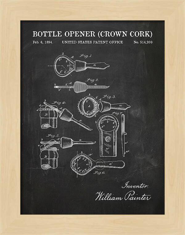 Bottle Opener Crown Cork Chalkboard Patent Us514200a